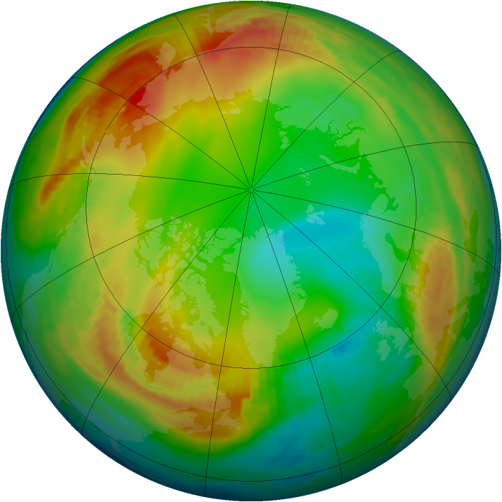 Arctic ozone map for 09 January 1984